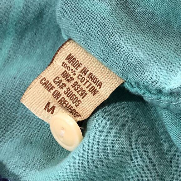 True Grit Plaid Shirt Mens M Green Muslin Cotton Gauze Short Sleeve Button Up - Picture 6 of 6